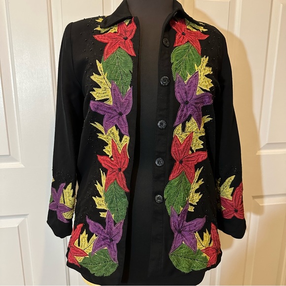 Anage embroidered vintage leaf jacket size small - Picture 12 of 14